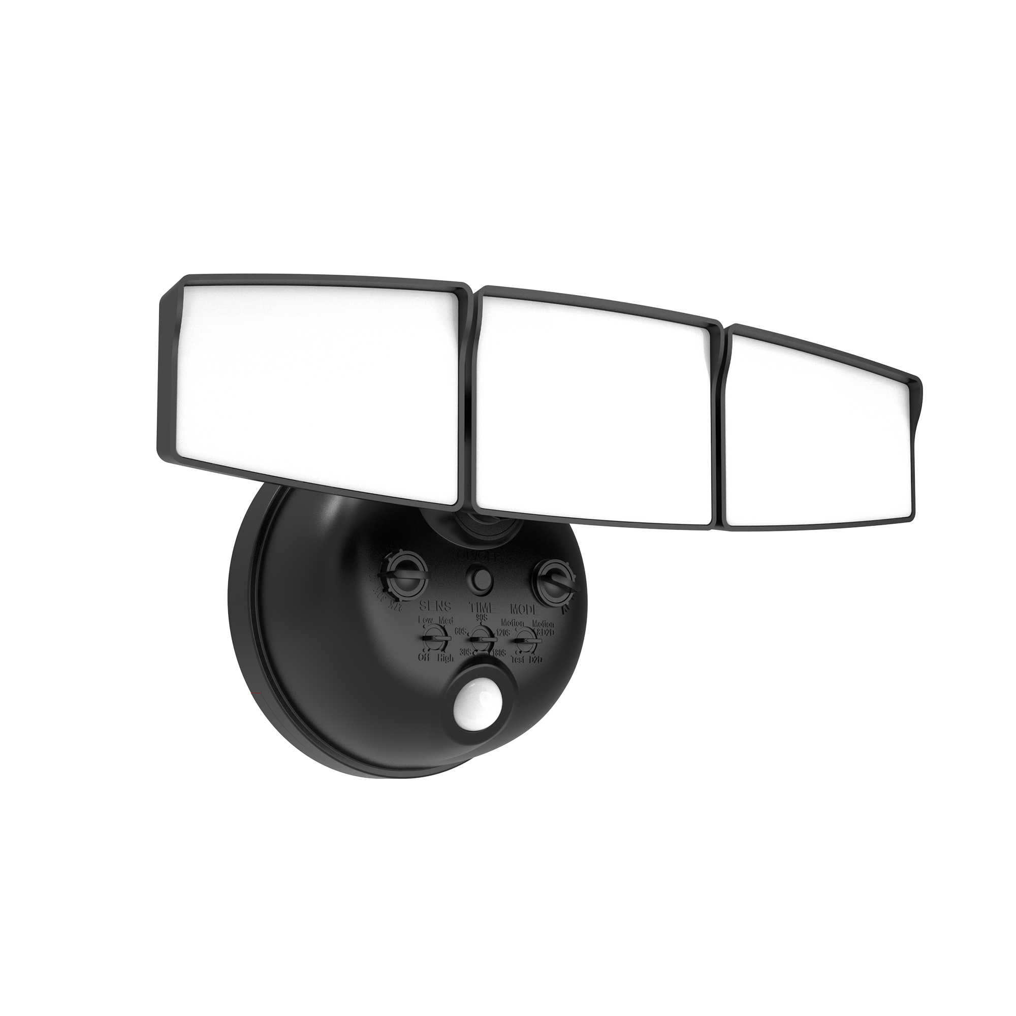 HALO:Next Gen Battery-Powered LED Security Floodlight, 3 Head w/ Motion Sensing, Dusk to Dawn, Adjustable Brightness-Black